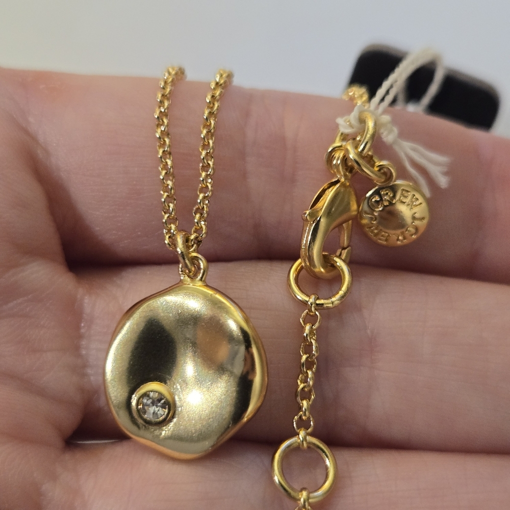 J Crew organic Gold Charm Delicate necklace tiny CZ Charm Gold Dressy Formal